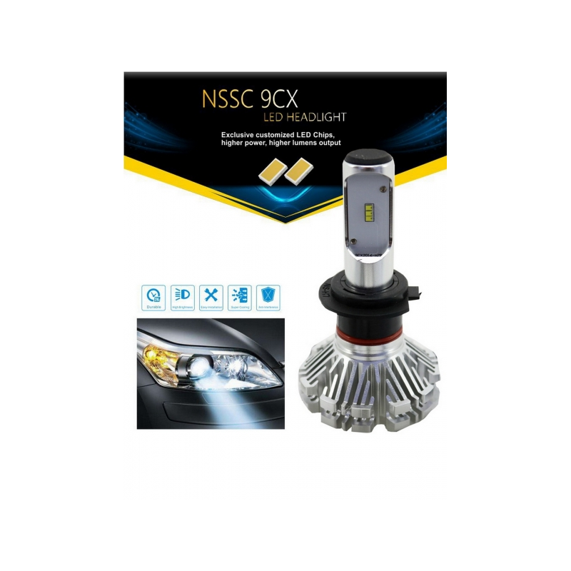 LED Headlight Bulbs H7, 6000K, Can-Bus CSP Chips 360, 60 W, 3000 Lumens, Fanless Solid Aluminum