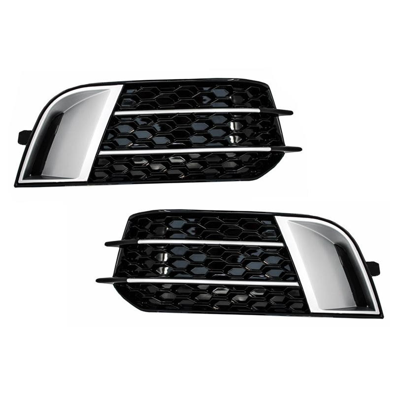 Side Grilles Fog Lamp Covers suitable for AUDI A1 (8X) (2010-up) RS1 Black Edition