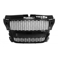 Badgeless Front Grille suitable for AUDI A3 8P Facelift (2007-2012) RS Design Piano Black