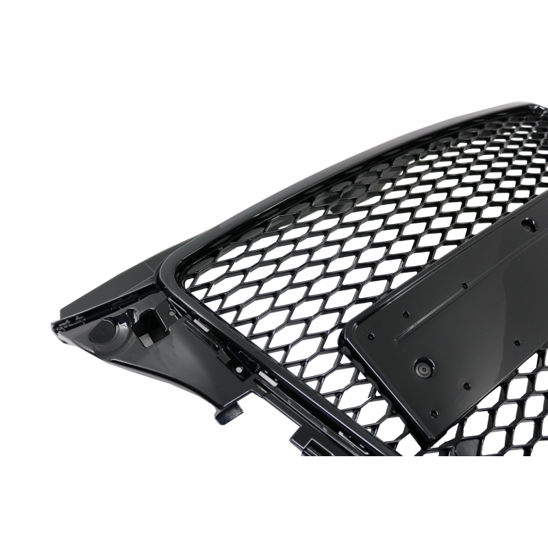 Badgeless Front Grille suitable for AUDI A3 8P Facelift (2007-2012) RS Design Honeycomb Piano Black Grille With PDC Covers