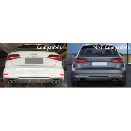 Rear Bumper Valance Diffuser suitable for AUDI A3 8V Facelift Hatchback Sportback (2016-2019) Standard Bumper (SE) S3 Design Rear Bumper Valance Diffuser suitable for AUDI A3 8V Facelift Hatchback Sportback (2016-2019) Standard Bumper (SE) S3 Design
