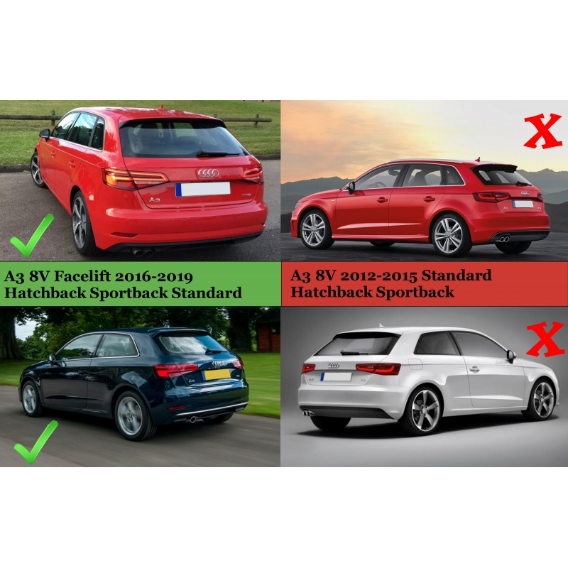 Rear Bumper Valance Diffuser suitable for AUDI A3 8V Facelift Hatchback Sportback (2016-2019) Standard Bumper (SE) S3 Design