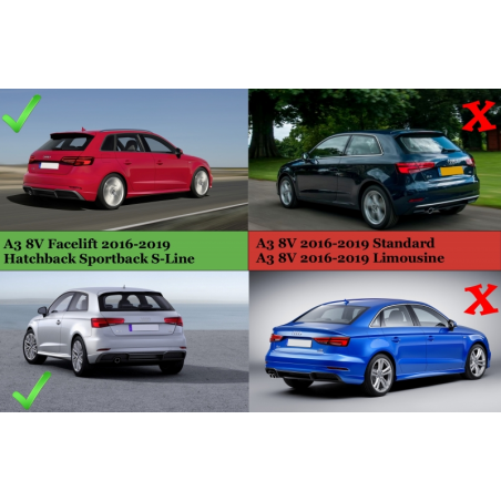 Rear Bumper Valance Diffuser suitable for Audi A3 8V Facelift (2016-2019) S-Line Bumper Hatchback Sportback S3 Design Rear Bumper Valance Diffuser suitable for Audi A3 8V Facelift (2016-2019) S-Line Bumper Hatchback Sportback S3 Design