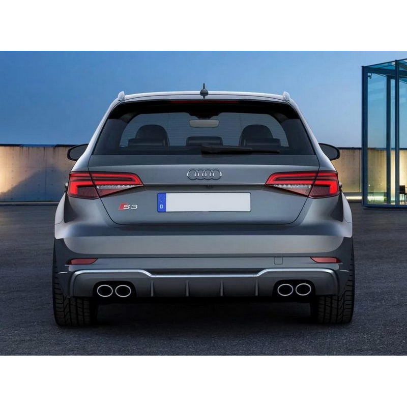 Rear Bumper Valance Diffuser suitable for Audi A3 8V Facelift (2016-2019) S-Line Bumper Hatchback Sportback S3 Design