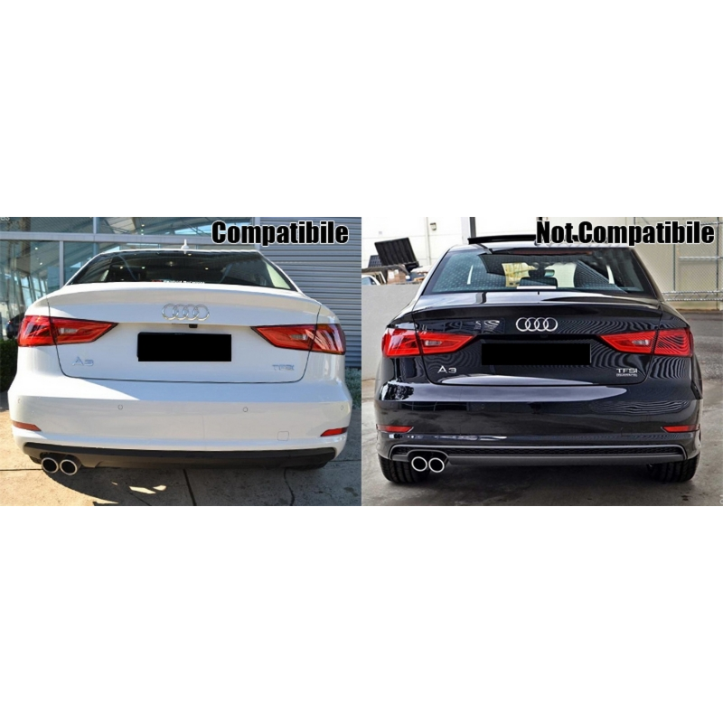 Rear Bumper Valance Diffuser & Exhaust Tips suitable for AUDI A3 8V Sedan Cabrio (2012-2015) RS3 Design