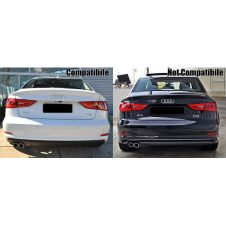 Rear Bumper Valance Diffuser & Exhaust Tips suitable for AUDI A3 8V Sedan Cabrio (2012-2015) RS3 Design Rear Bumper Valance Diffuser & Exhaust Tips suitable for AUDI A3 8V Sedan Cabrio (2012-2015) RS3 Design