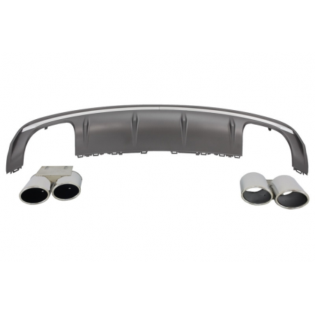 Rear Bumper Valance Air Diffuser suitable for AUDI A3 8V Sedan (2012-2015) S3 Design With Double Outlet Exhaust Tips Rear Bumper Valance Air Diffuser suitable for AUDI A3 8V Sedan (2012-2015) S3 Design With Double Outlet Exhaust Tips