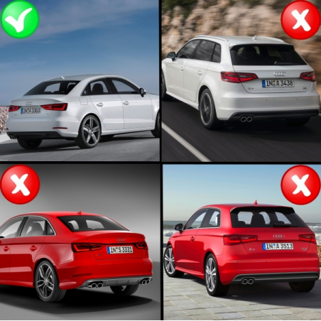 Rear Bumper Valance Air Diffuser suitable for AUDI A3 8V Sedan (2012-2015) S3 Design With Double Outlet Exhaust Tips Rear Bumper Valance Air Diffuser suitable for AUDI A3 8V Sedan (2012-2015) S3 Design With Double Outlet Exhaust Tips
