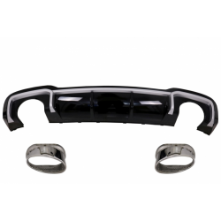 Rear Bumper Valance Diffuser & Exhaust Tips suitable for AUDI A3 8V Facelift (2016-2019) Sline Sedan RS3 Design Sport Bumper