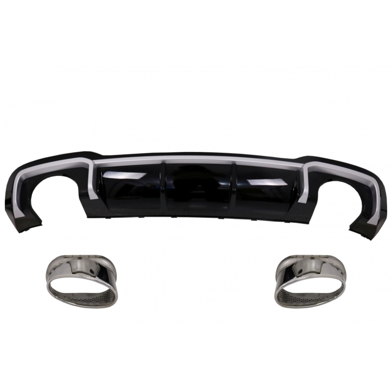 Rear Bumper Valance Diffuser & Exhaust Tips suitable for AUDI A3 8V Facelift (2016-2019) Sline Sedan RS3 Design Sport Bumper