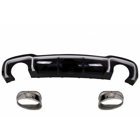 Rear Bumper Valance Diffuser & Exhaust Tips suitable for AUDI A3 8V Facelift (2016-2019) Sline Sedan RS3 Design Sport Bumper Rear Bumper Valance Diffuser & Exhaust Tips suitable for AUDI A3 8V Facelift (2016-2019) Sline Sedan RS3 Design Sport Bumper