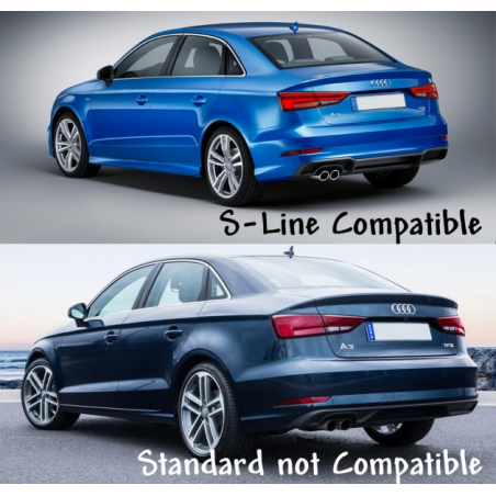 Rear Bumper Valance Diffuser & Exhaust Tips suitable for AUDI A3 8V Facelift (2016-2019) Sline Sedan RS3 Design Sport Bumper Rear Bumper Valance Diffuser & Exhaust Tips suitable for AUDI A3 8V Facelift (2016-2019) Sline Sedan RS3 Design Sport Bumper
