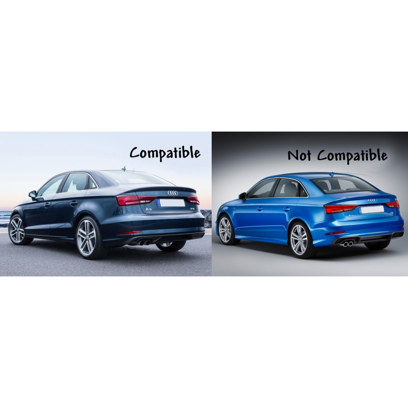 Rear Bumper Valance Diffuser suitable for AUDI A3 8V Facelift Sedan/Convertible (2016-2019) Standard Bumper (SE) S3 Design