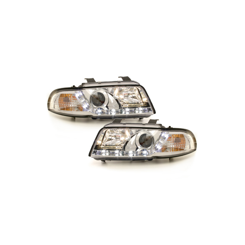 DAYLINE Headlights suitable for AUDI A4 B5 95-98 LED DRL Design Chrome