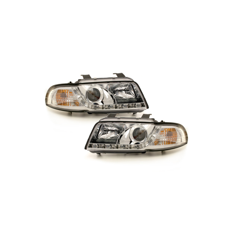 DAYLINE Headlights suitable for AUDI A4 B5 95-98 LED DRL Design Chrome