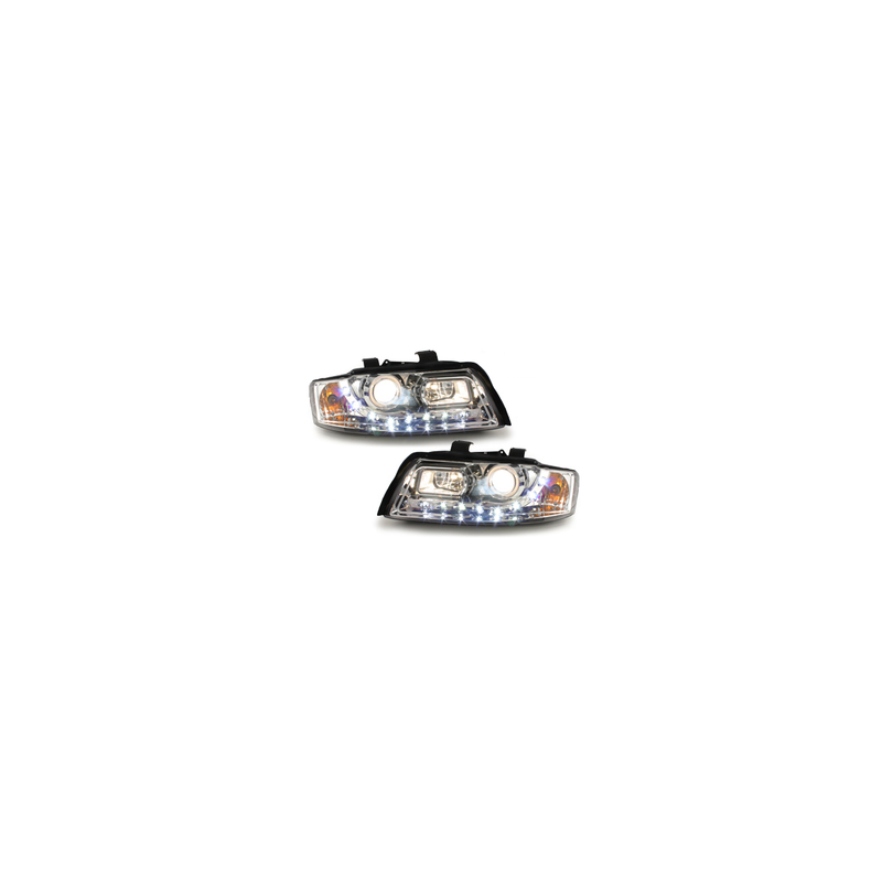 DAYLINE LED DRL Headlights suitable for AUDI A4 8E 01-04 Chrome