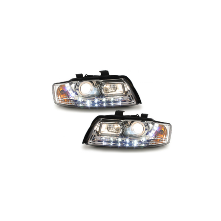 DAYLINE LED DRL Headlights suitable for AUDI A4 8E 01-04 Chrome DAYLINE LED DRL Headlights suitable for AUDI A4 8E 01-04 Chrome