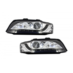 DAYLINE Headlights suitable for AUDI A4 8E (2001-2004) LED DRL Look Black