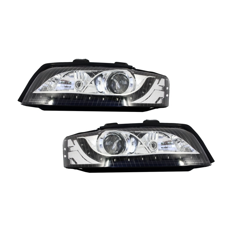 DAYLINE Headlights suitable for AUDI A4 8E (2001-2004) LED DRL Look Black