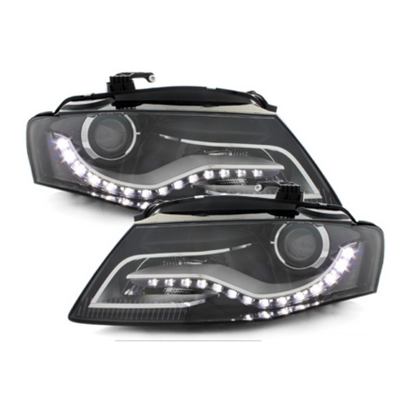 HEADLIGHTS LED suitable for AUDI A4 B8 8K (2008-2011) WITH DAYTIME RUNNING LIGHTS BLACK