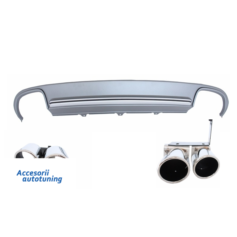 Suitable for AUDI A4 B8 Sedan Pre Facelift (2007-2012) Rear Bumper Valance Diffuser & Exhaust Tips S4 Design