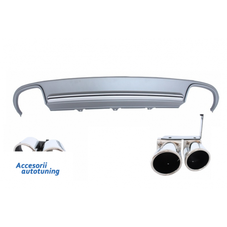 Suitable for AUDI A4 B8 Sedan Pre Facelift (2007-2012) Rear Bumper Valance Diffuser & Exhaust Tips S4 Design Suitable for AUDI A4 B8 Sedan Pre Facelift (2007-2012) Rear Bumper Valance Diffuser & Exhaust Tips S4 Design