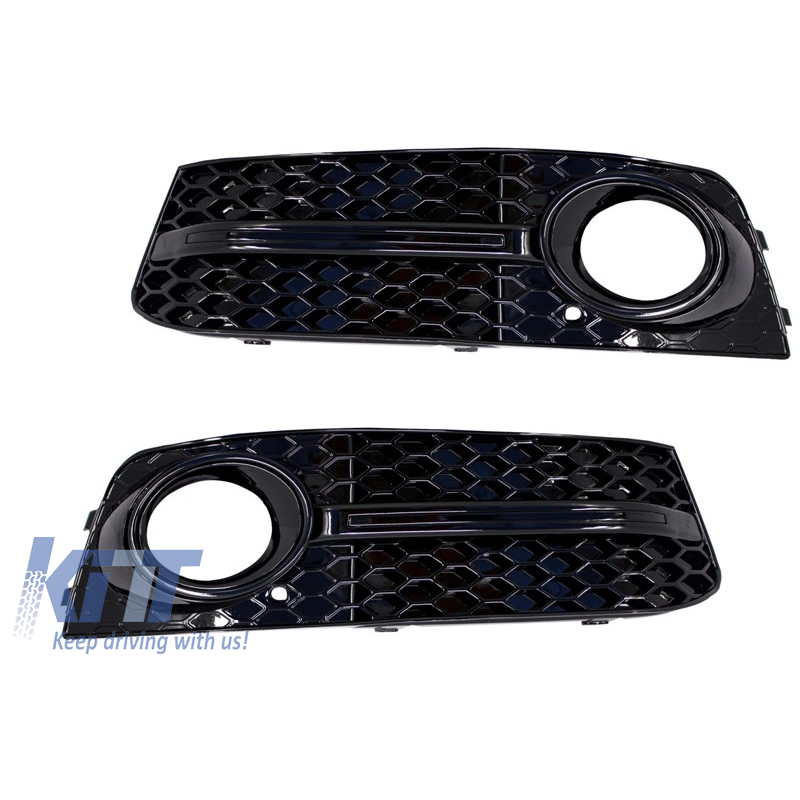 Fog Lamp Covers Side Grilles suitable for AUDI A4 B8 8K (2007-2011) RS4 Full Black Edition