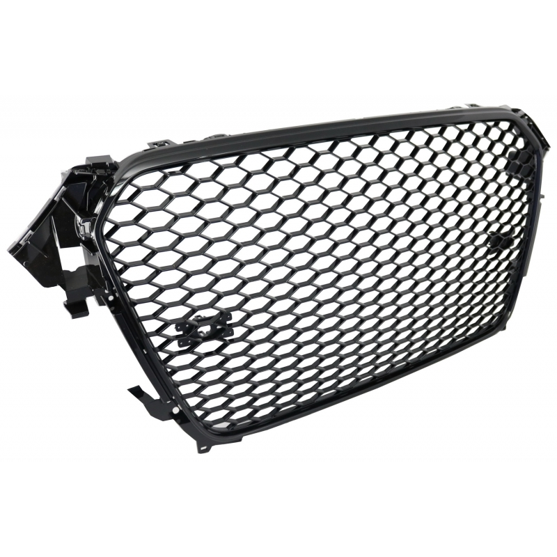 Badgeless Front Grille suitable for AUDI A4 B8 Facelift (2012-2015) RS Design Piano Black With and Without PDC