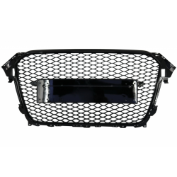 Badgeless Front Grille suitable for AUDI A4 B8 Facelift (2012-2015) RS Design Honeycomb Piano Black With PDC Covers