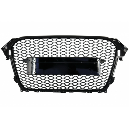 Badgeless Front Grille suitable for AUDI A4 B8 Facelift (2012-2015) RS Design Honeycomb Piano Black With PDC Covers Badgeless Front Grille suitable for AUDI A4 B8 Facelift (2012-2015) RS Design Honeycomb Piano Black With PDC Covers