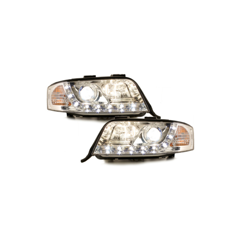 DAYLINE headlights suitable for AUDI A6 4B 97-01 _drl-optic _ chrome