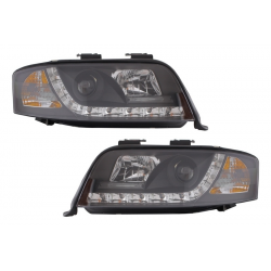 Headlights LED suitable for AUDI A6 4B (2001-2004) DRL-Optic Daytime Running Light Black