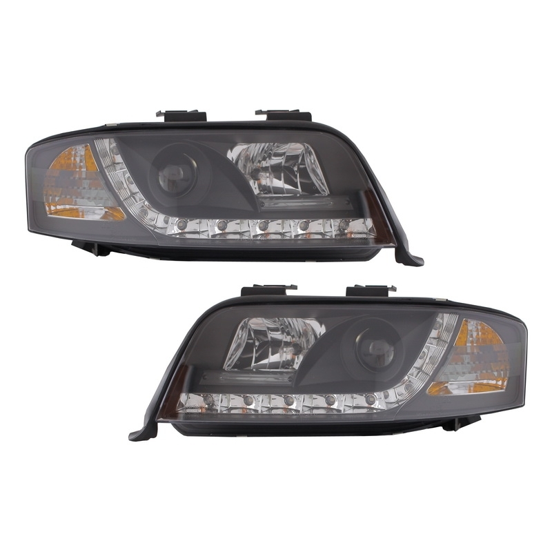 Headlights LED suitable for AUDI A6 4B (2001-2004) DRL-Optic Daytime Running Light Black