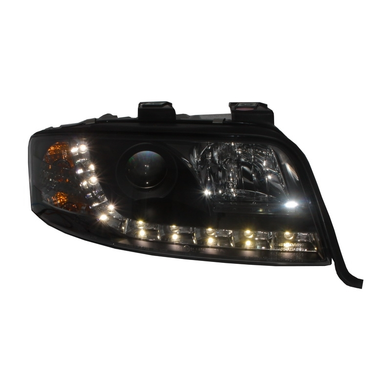 Headlights LED suitable for AUDI A6 4B (2001-2004) DRL-Optic Daytime Running Light Black