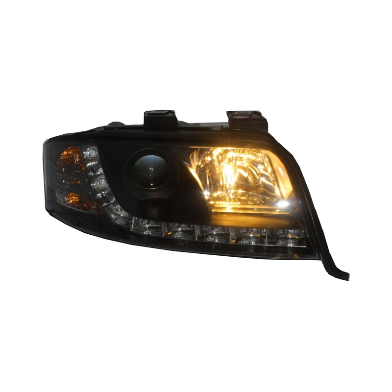 Headlights LED suitable for AUDI A6 4B (2001-2004) DRL-Optic Daytime Running Light Black