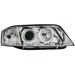 Headlights suitable for AUDI A6 97-01 2 Angel Eyes Chrome