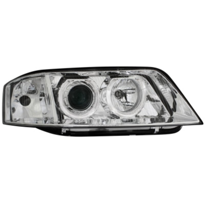 Headlights suitable for AUDI A6 97-01 2 Angel Eyes Chrome