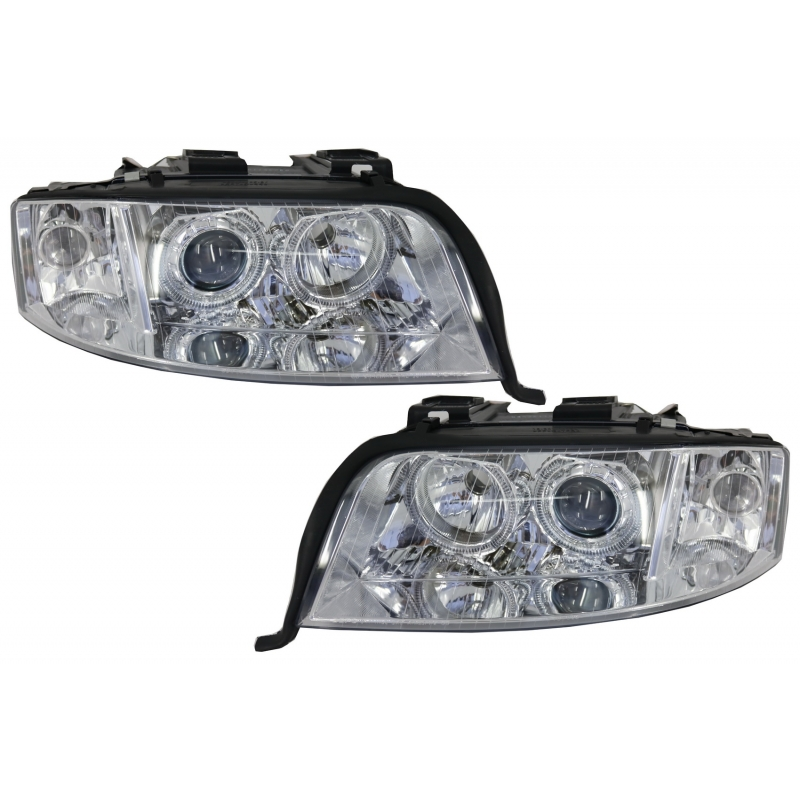 Headlights Angel Eyes Xenon suitable for AUDI A6 4B (C5) (2001-2004) Limo Avant Chrome