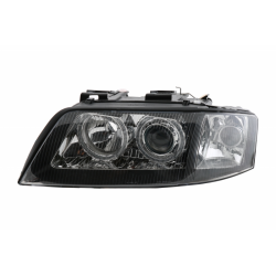 Headlights Angel Eyes Xenon suitable for AUDI A6 4B (C5) (1997-2001) Limo Avant Black Chrome HID
