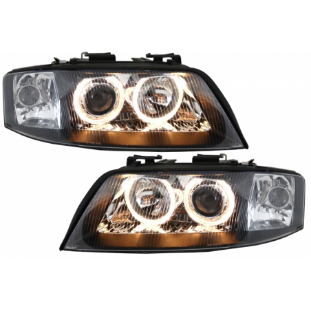 Headlights Angel Eyes Xenon suitable for AUDI A6 4B (C5) (1997-2001) Limo Avant Black Chrome HID Headlights Angel Eyes Xenon suitable for AUDI A6 4B (C5) (1997-2001) Limo Avant Black Chrome HID