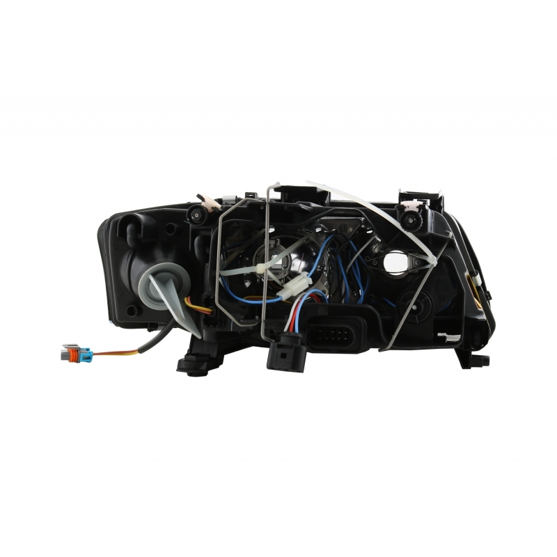 Headlights Angel Eyes Xenon suitable for AUDI A6 4B (C5) (1997-2001) Limo Avant Black Chrome HID