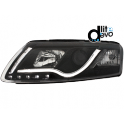 D-LITE LED Headlights AUDI A6 4F 04-07 DRL Daytime Running Light Black suitable for Xenon