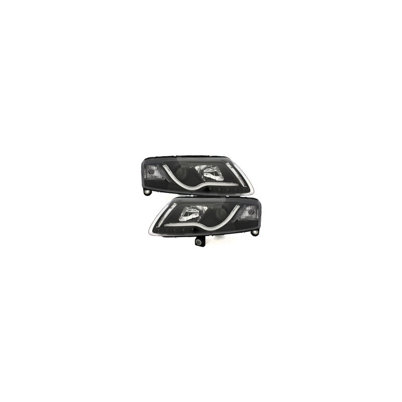 D-LITE LED Headlights AUDI A6 4F 04-07 DRL Daytime Running Light Black suitable for Xenon