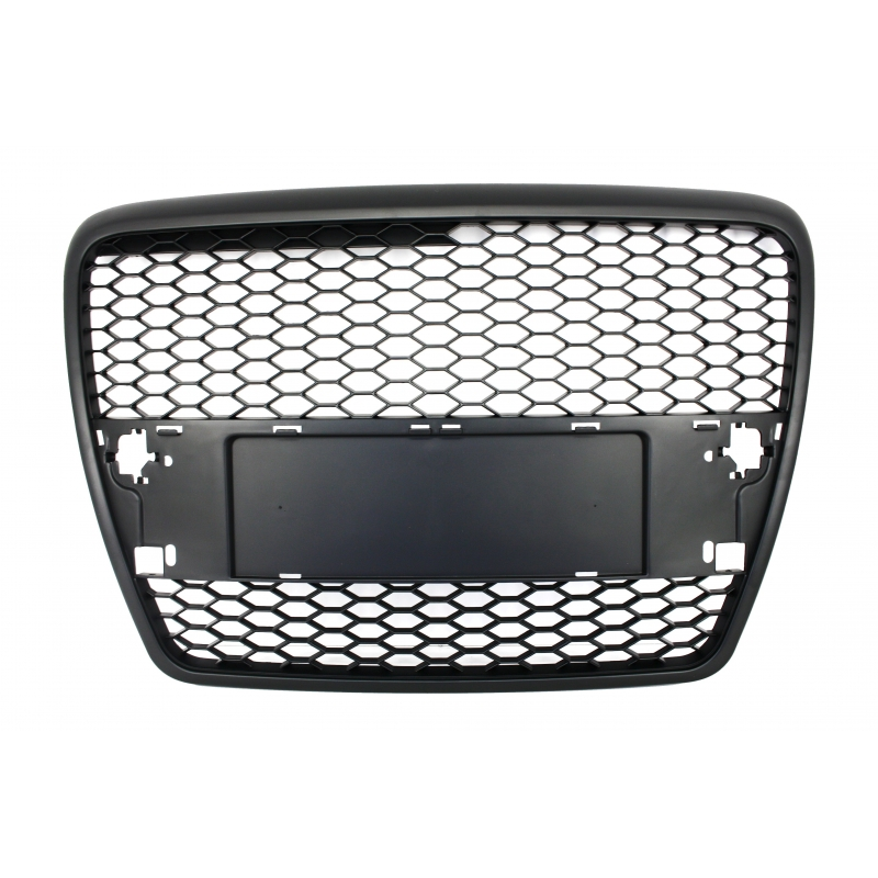 Badgeless Front Grille suitable for AUDI A6 4F C6 (2004-2007) RS Design Matte Black