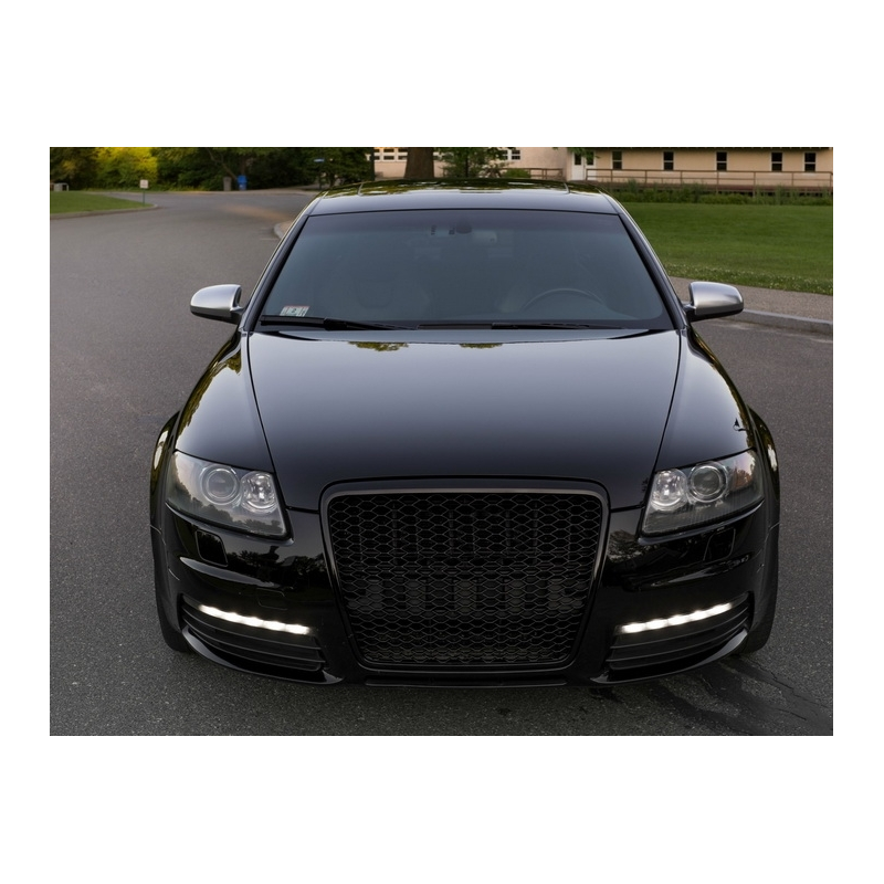Badgeless Front Grille suitable for AUDI A6 4F 4F2 C6 (2004-2011) RS Design Piano Black