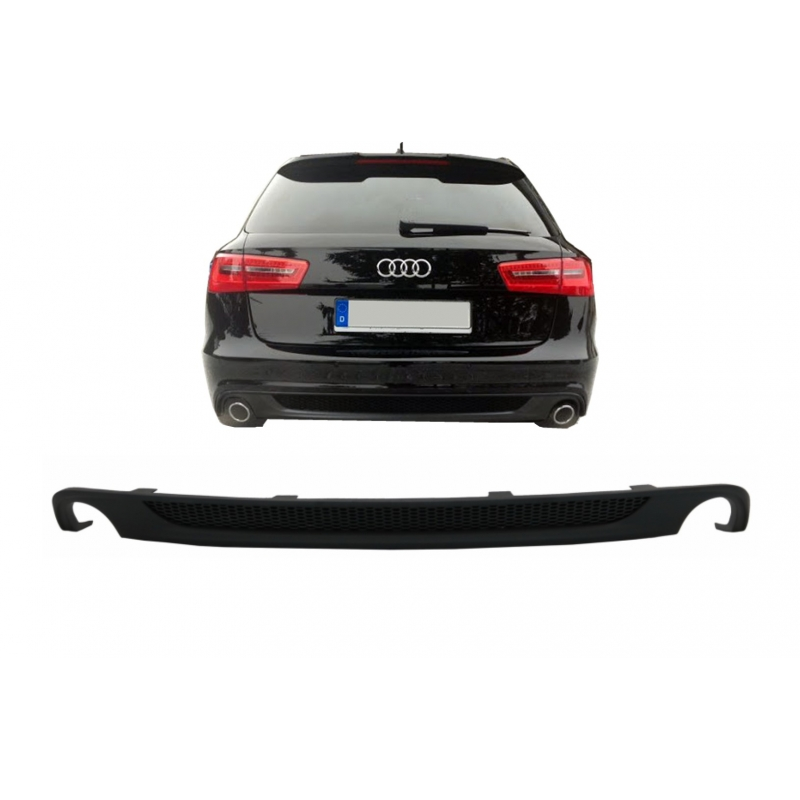 Rear Bumper Valance Diffuser With Double Outlet suitable for AUDI A6 4G (2012-2015) S-line S6 Design