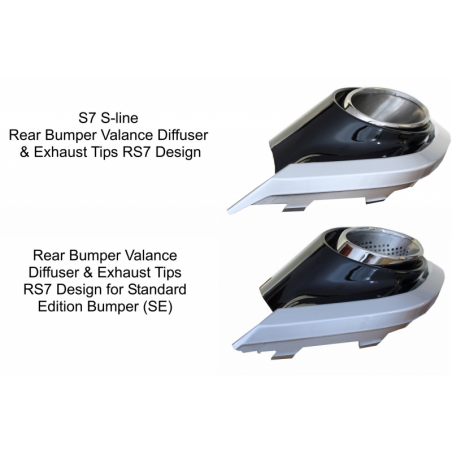 Audi A7 4G Facelift (2015+) Rear Bumper Valance Diffuser & Exhaust Tips RS7 Design suitable for Standard Edition Bumper (SE) Audi A7 4G Facelift (2015+) Rear Bumper Valance Diffuser & Exhaust Tips RS7 Design suitable for Standard Edition Bumper (SE)