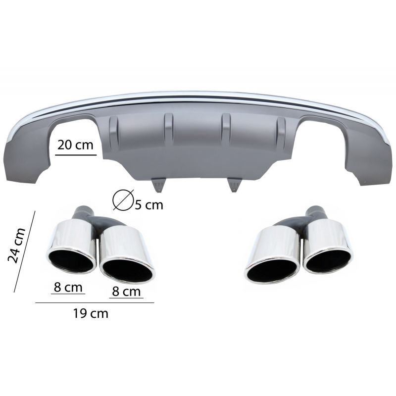 Rear Bumper Spoiler Valance Diffuser Double Outlet suitable for AUDI Q5 8R Facelift (2013-2016) Standard Bumper (SE)