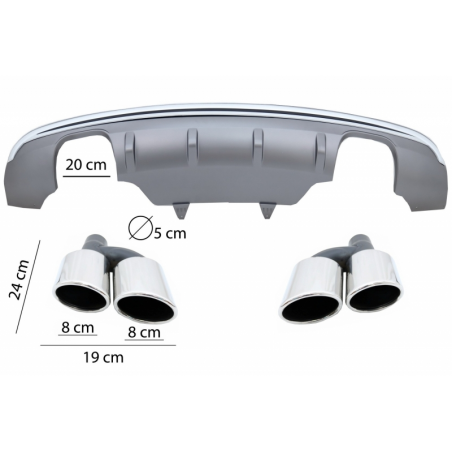 Rear Bumper Spoiler Valance Diffuser Double Outlet suitable for AUDI Q5 8R Facelift (2013-2016) Standard Bumper (SE) Rear Bumper Spoiler Valance Diffuser Double Outlet suitable for AUDI Q5 8R Facelift (2013-2016) Standard Bumper (SE)