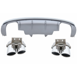 Rear Bumper Spoiler Valance Diffuser Double Outlet suitable for AUDI Q5 8R Facelift (2013-2016) S-Line Bumper